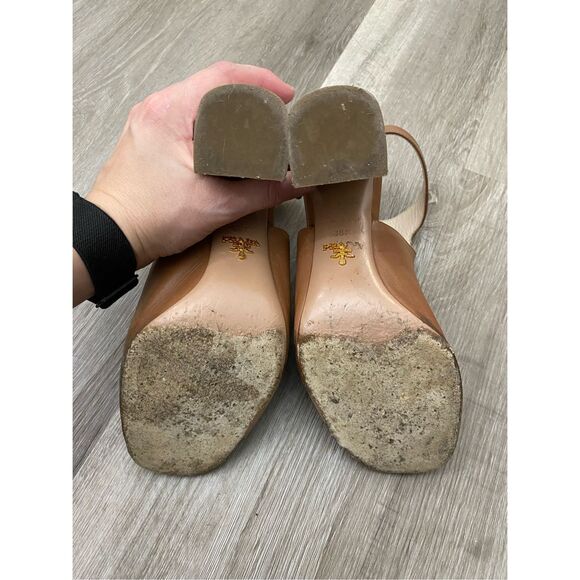 Prada Brown Peep Toe Ankle Strap Block Heel Booties, Sz 7.5 EU 38.5 MSRP $720 - Picture 6 of 12